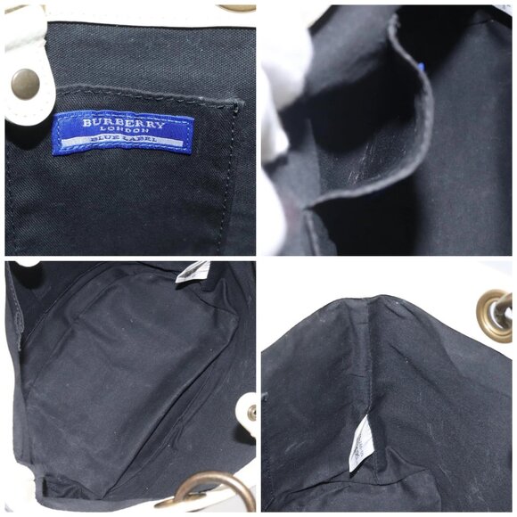 BURBERRY Blue Label Shoulder Bag Canvas Black White Auth ti3081 - Picture 15 of 16